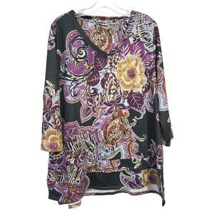 Soft Surroundings Floral Paisley Printed Tunic Top Women's XL Stretch Knit
